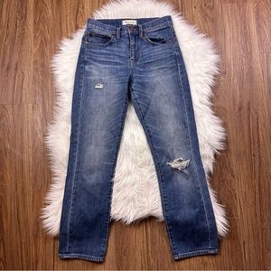 Madewell Straight Crop Distressed Jeans Roger Wash